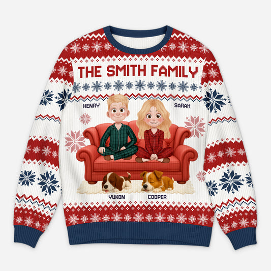 5649WUS1 custom family gifts family with dog ugly christmas sweater 5649W8HZC