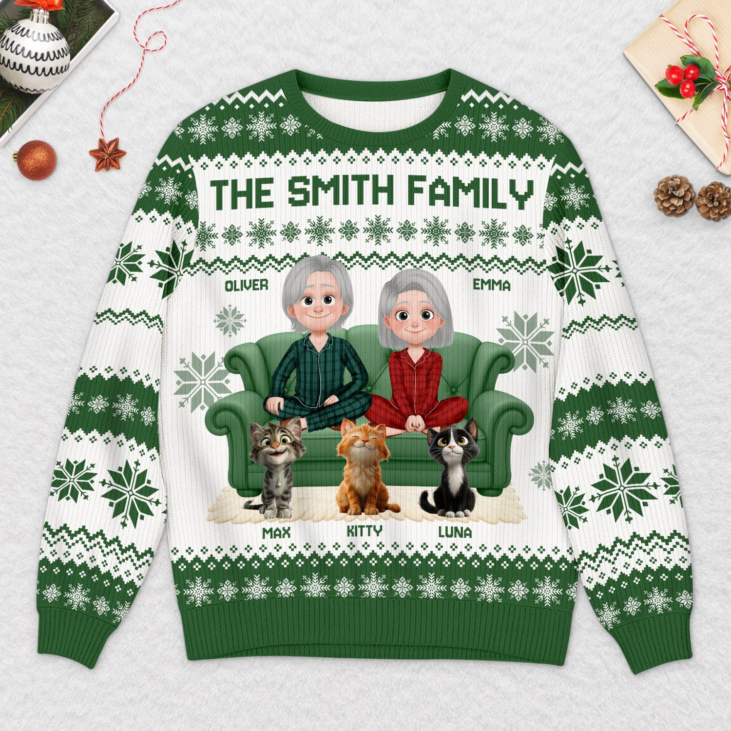 5649WUS2 custom family gifts family with cat ugly christmas sweater 5649W8HZD