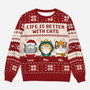 5652WUS1 personalized ugly christmas sweater life is better with cats 5652WKZND