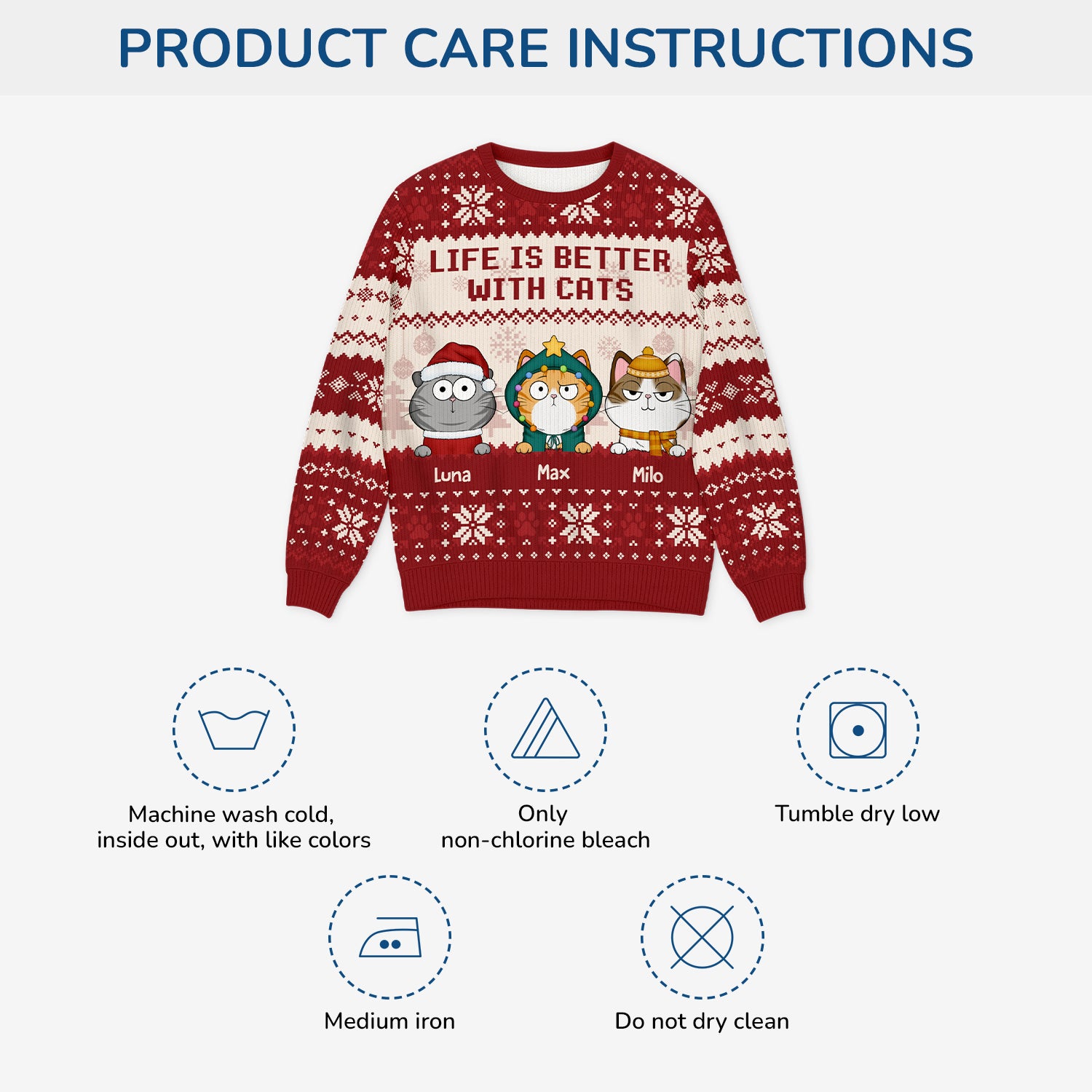 5652WUS4 personalized ugly christmas sweater life is better with cats 5652WKZND