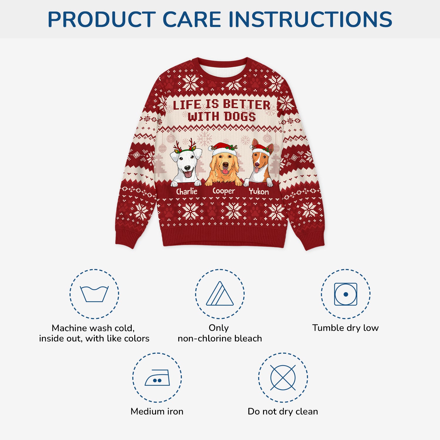 5652WUS4 personalized ugly christmas sweater life is better with dogs 5652WKZNC