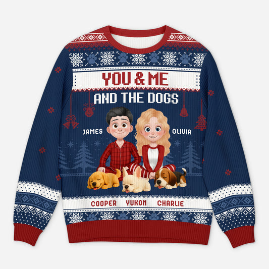 5658WUS1 custom gifts for couples matching dog ugly christmas sweaters 5658W3QMC