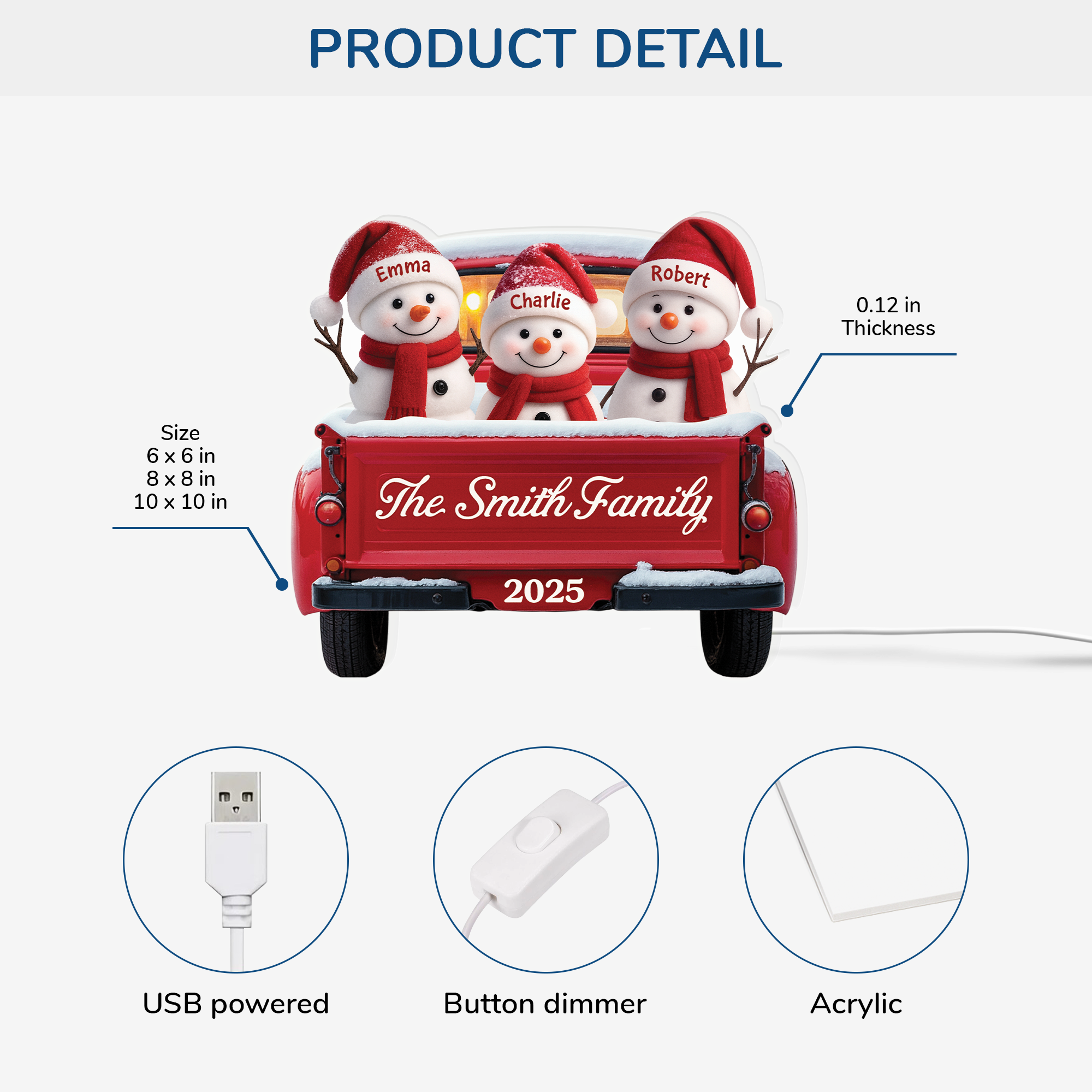 5659LUS3 personalized snowman light box christmas gifts for family 5659LTVZI