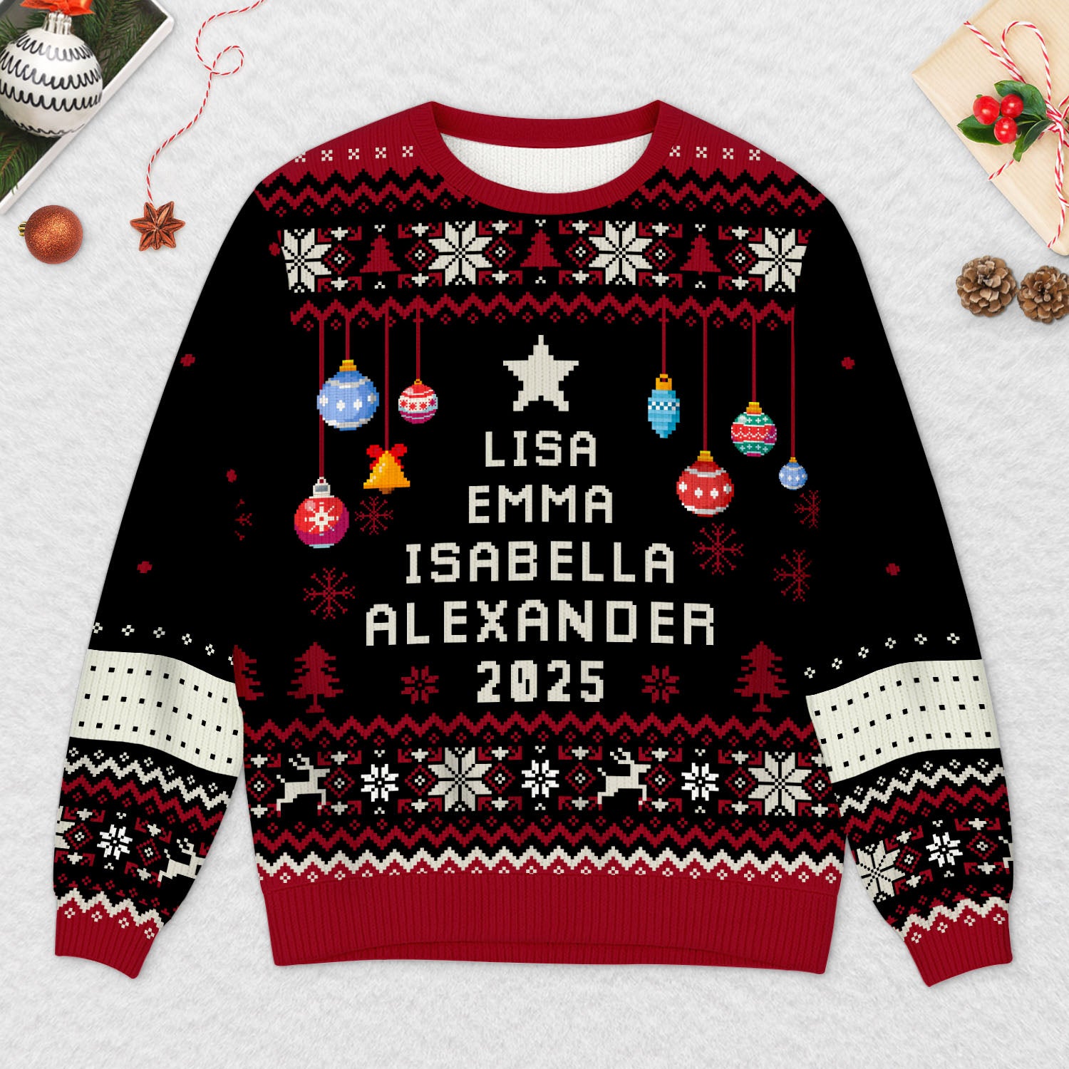 5662WUS2 personalized family gifts ugly christmas sweater with names 5662WKQQI