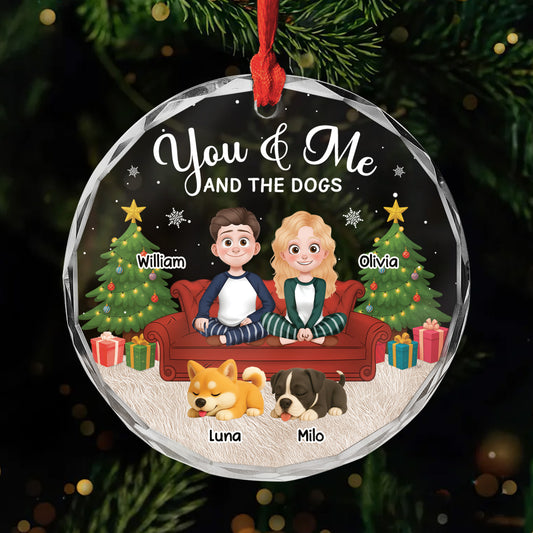 5663OUS1 personalized glass christmas ornaments couple with dog ornament 5663O3KTC