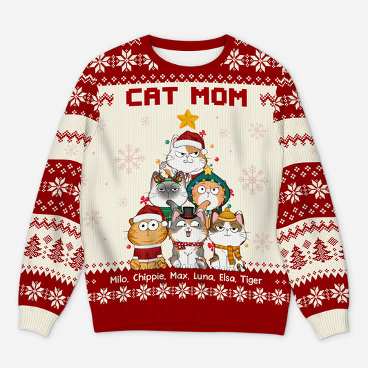 5664WUS1 personalized cat gifts for humans cat mom ugly christmas sweater 5664W6VTD