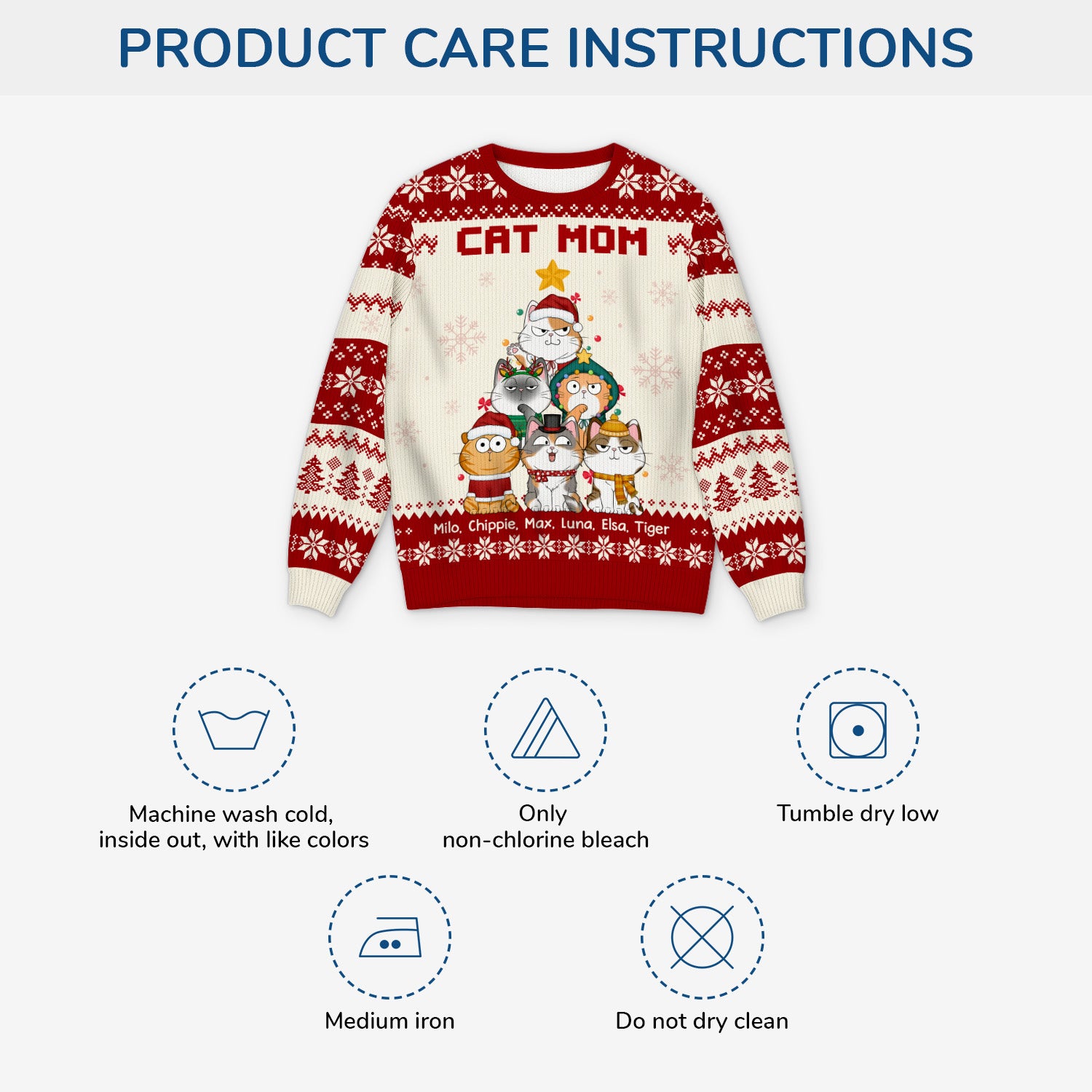 5664WUS4 personalized cat gifts for humans cat mom ugly christmas sweater 5664W6VTD