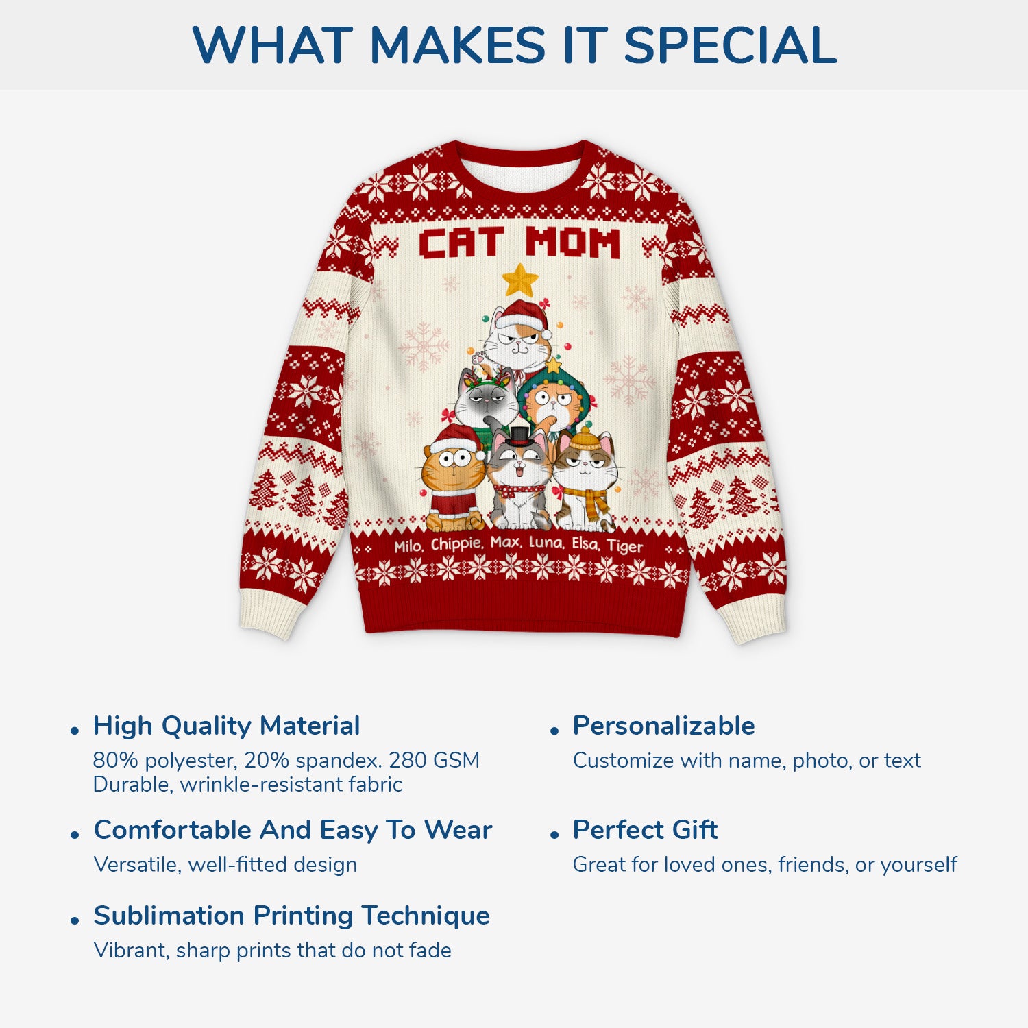 5664WUS5 personalized cat gifts for humans cat mom ugly christmas sweater 5664W6VTD