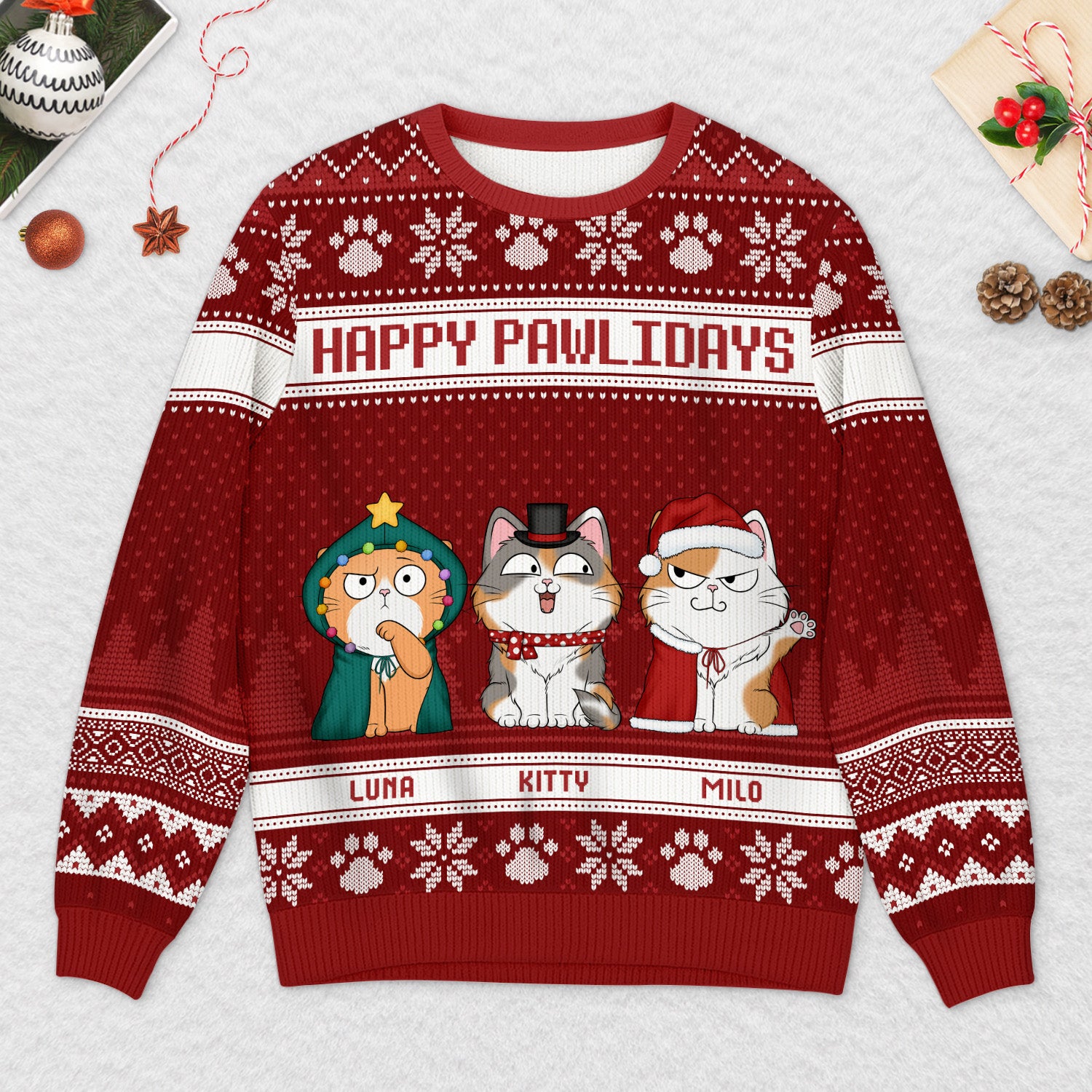 5666WUS2 custom gifts for cat lovers cat ugly christmas sweater 5666W6TMD