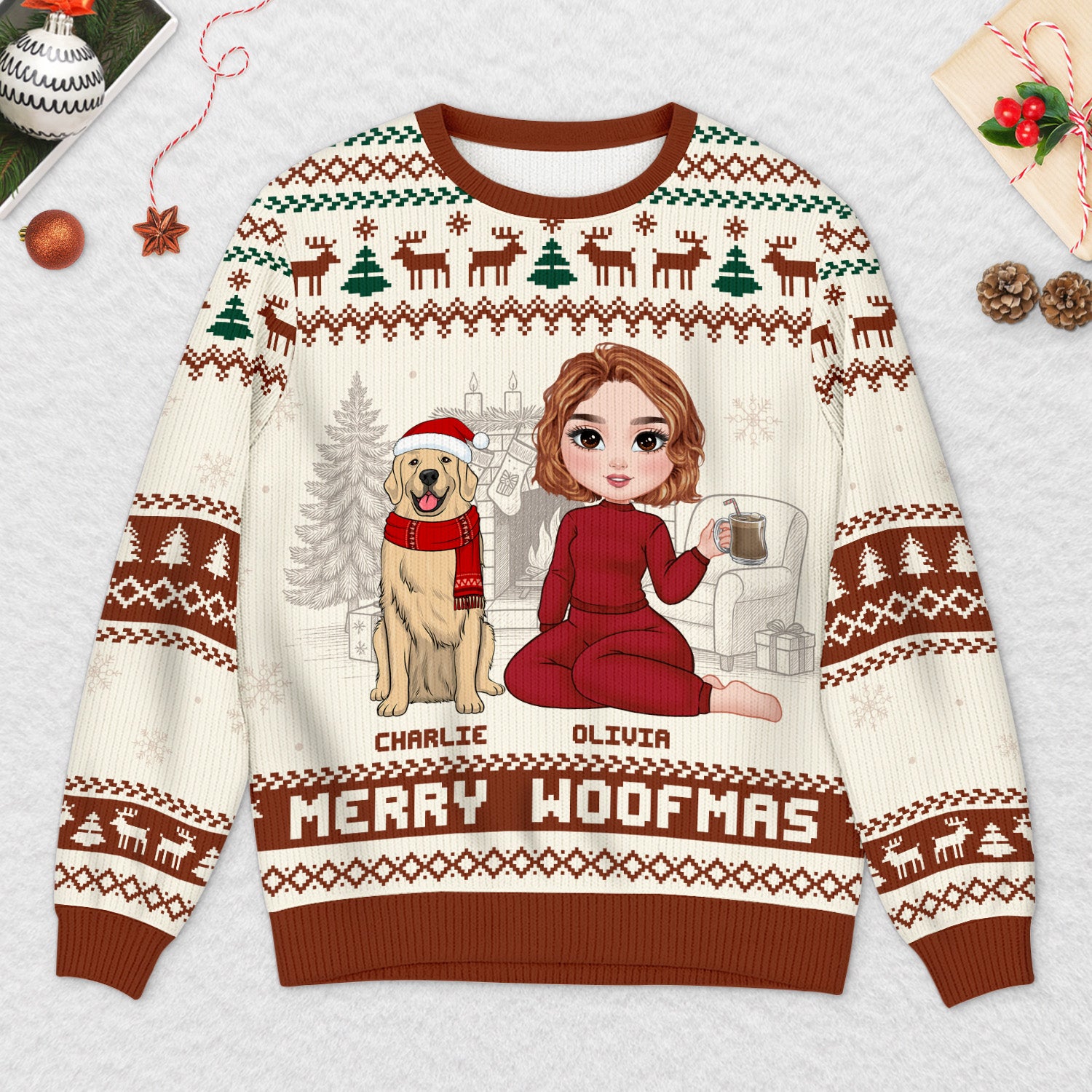 5668WUS2 custom dog lover gifts happy pawlidays ugly christmas sweater dog 5668W6HTC