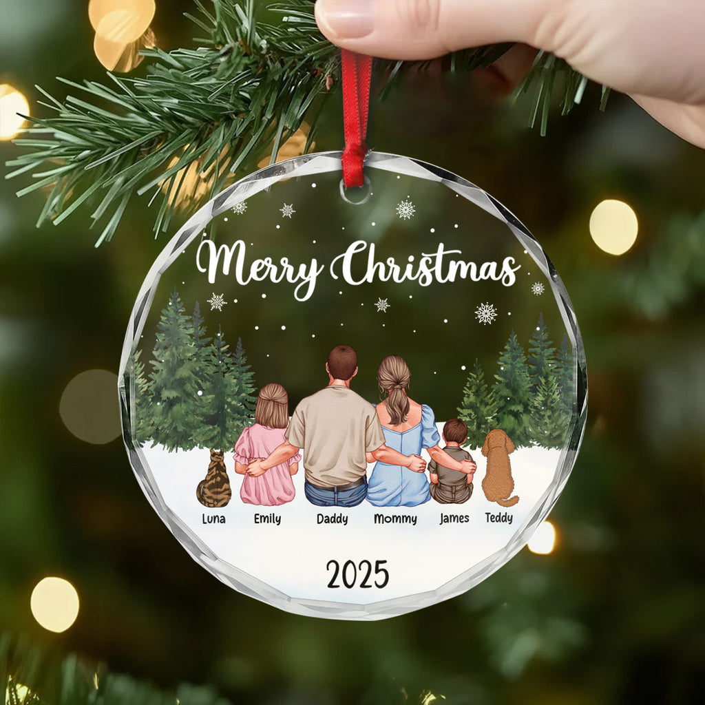 5671OUS2 custom gifts for family with pet mery christmas glass ornament 5671O6TZI
