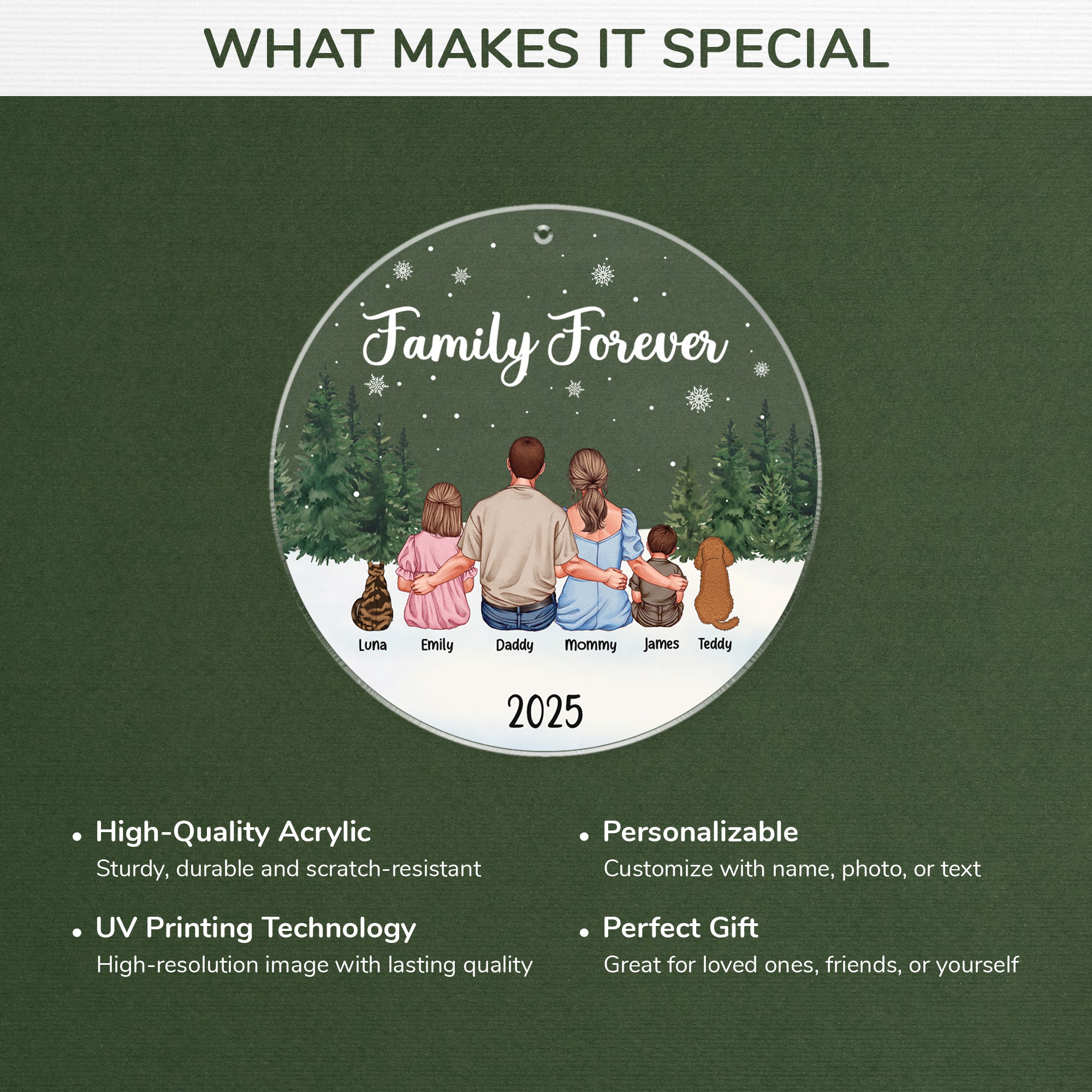 5671OUS4 custom gifts for family with pet mery christmas acrylic ornament 5671O6TZI