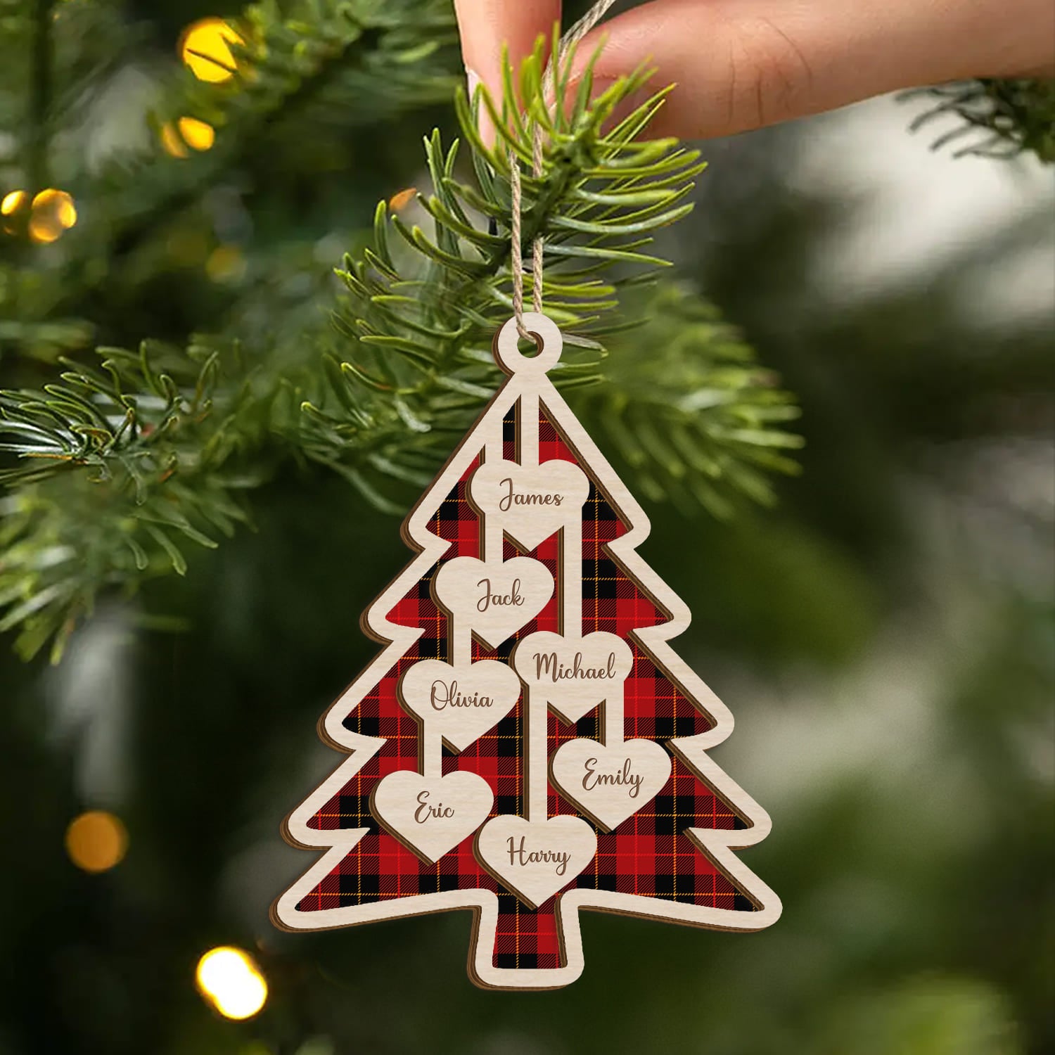 5672OUS2 custom 2 layered wood ornament with names family christmas gifts 5672O6ZCI