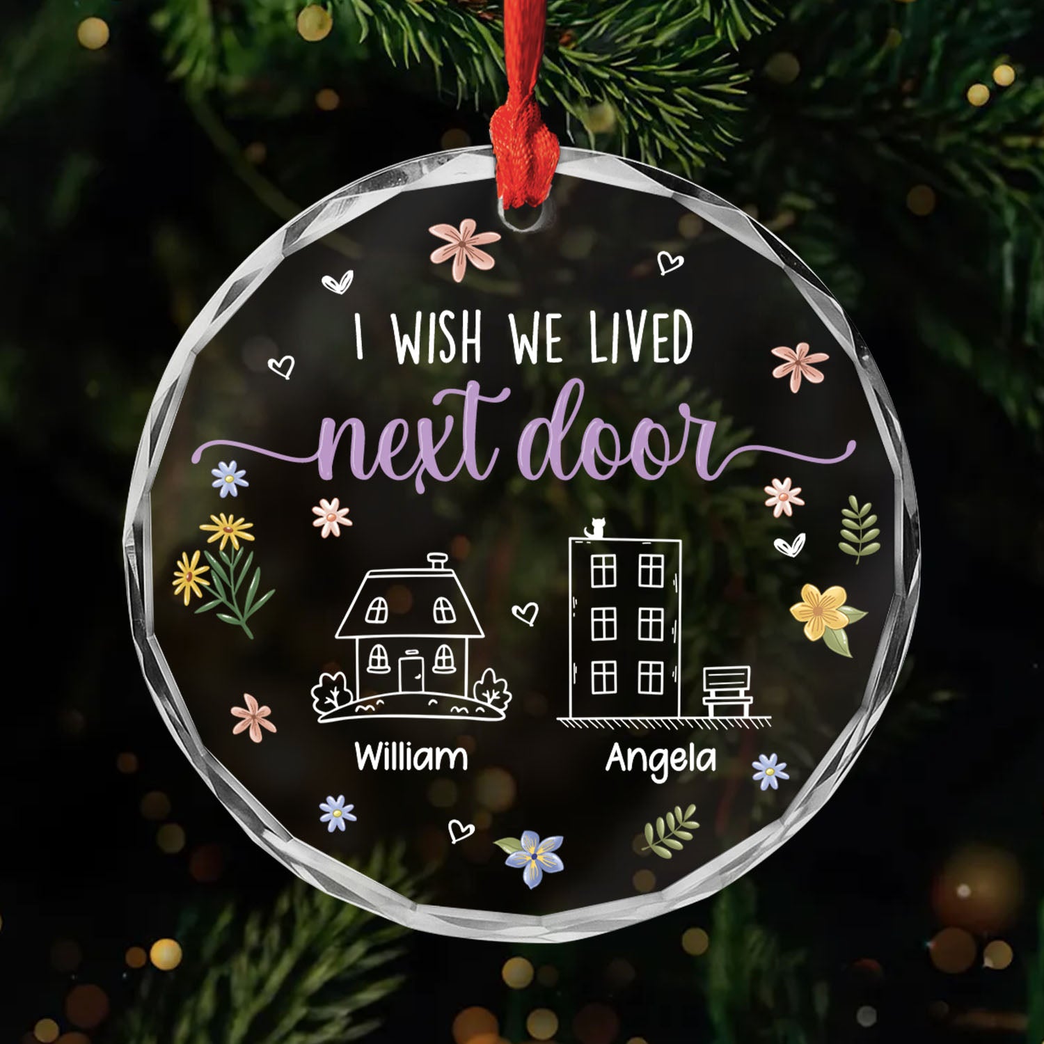 5677OUS1 custom christmas gifts for friends i wish we lived closer glass ornament 5677O3LQF