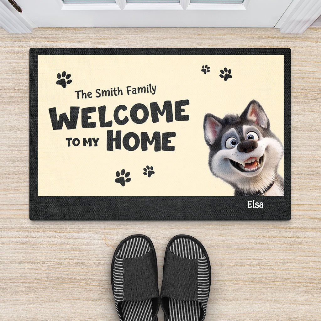 5680DUS2 personalized family gifts welcome to our home doormat for pet owners 5680D3VAD