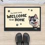 5680DUS2 personalized family gifts welcome to our home doormat for pet owners 5680D3VAD