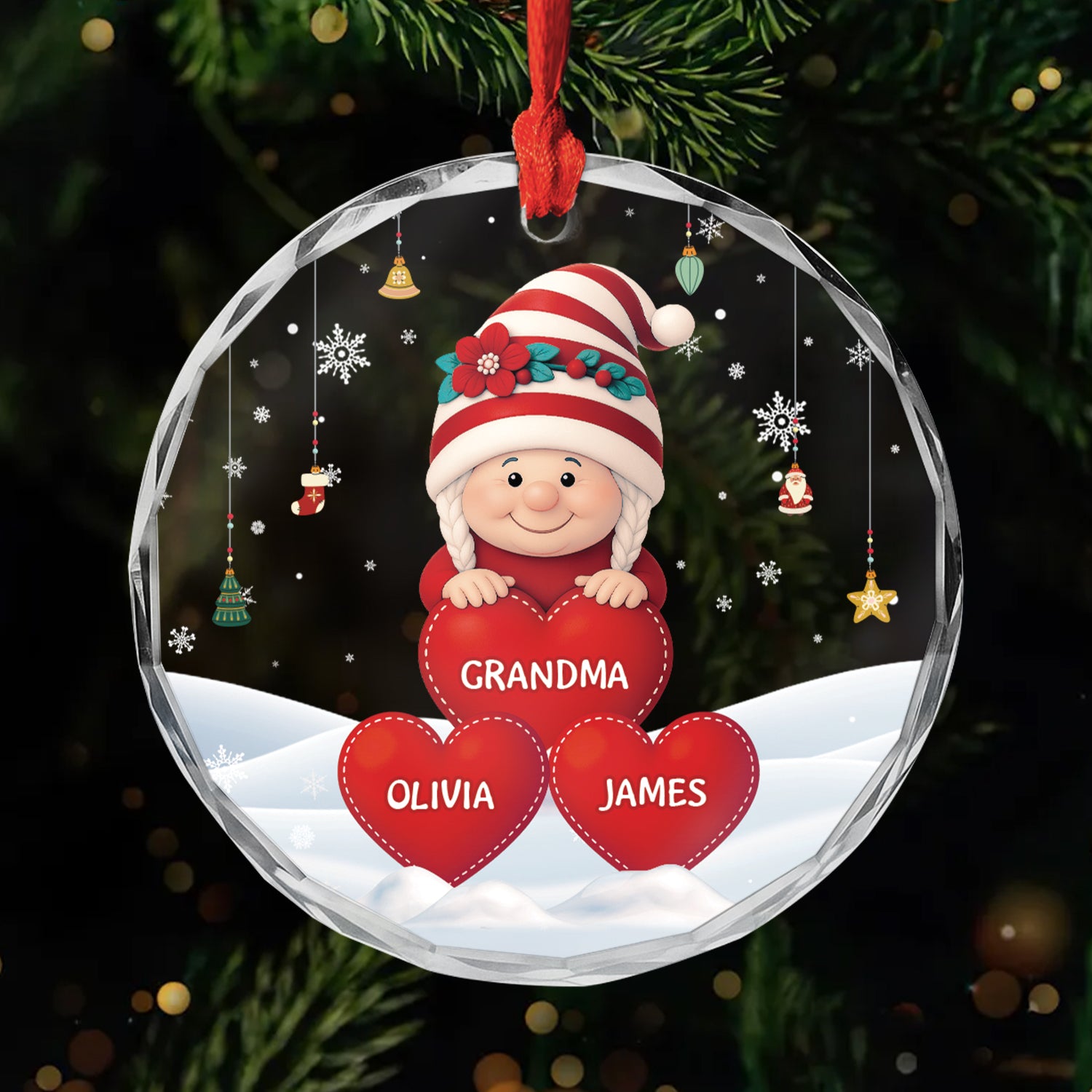 5682OUS1 3d printing effect custom grandma gifts glass christmas ornaments 5682OKMNA