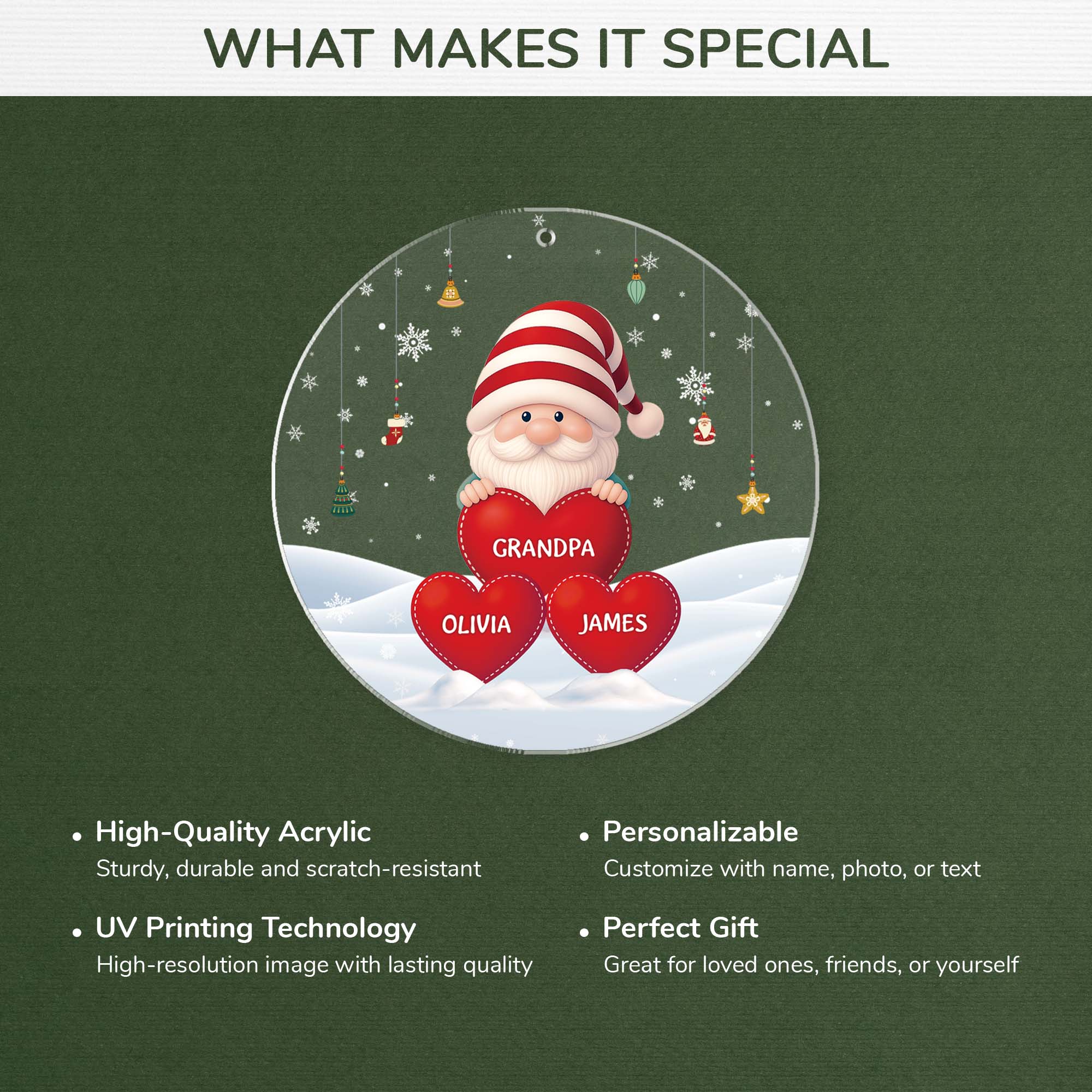 5682OUS4 3d printing effect custom grandma gifts acrylic christmas ornaments 5682OKM0B