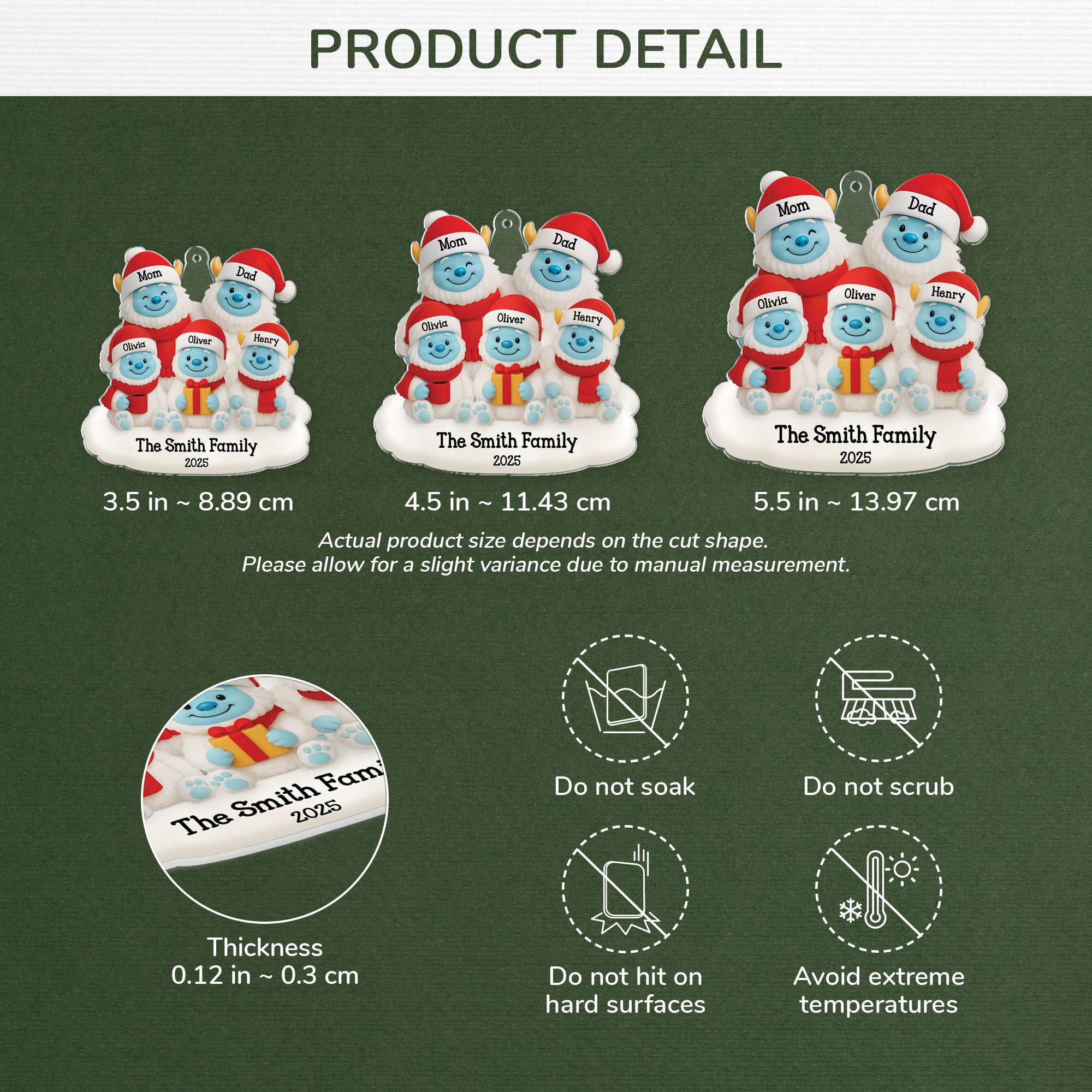 5684OUS3 personalized christmas gifts for family acrylic yeti ornament 5684OTMAI