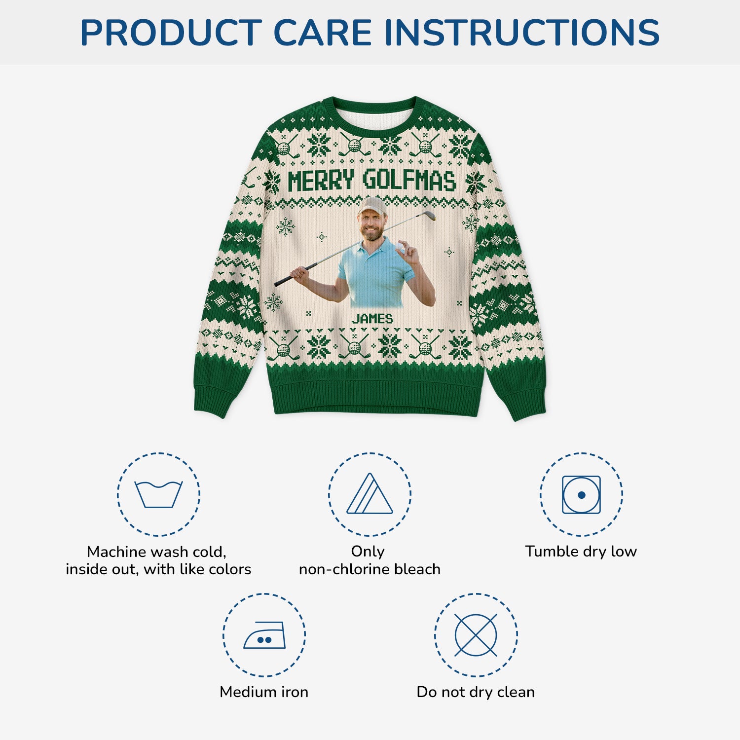 5686WUS4 personalized golf gifts for him ugly christmas sweater with photo 5686WKMNB