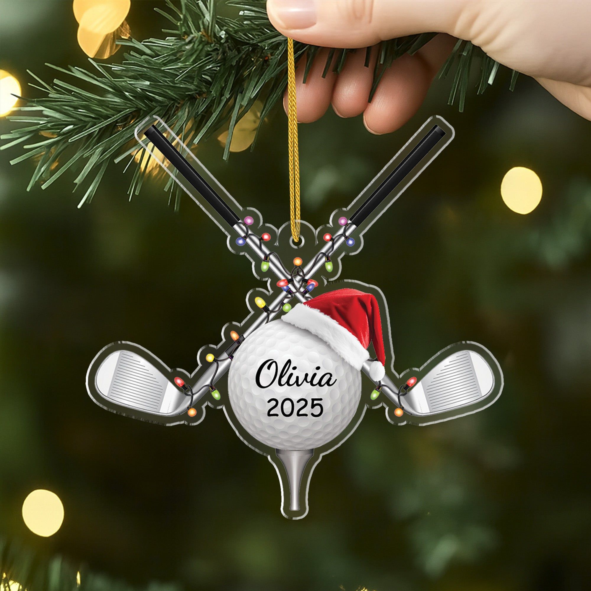 5688OUS2 3d printing effect personalized acrylic golf christmas ornament_ 5688OKVMB