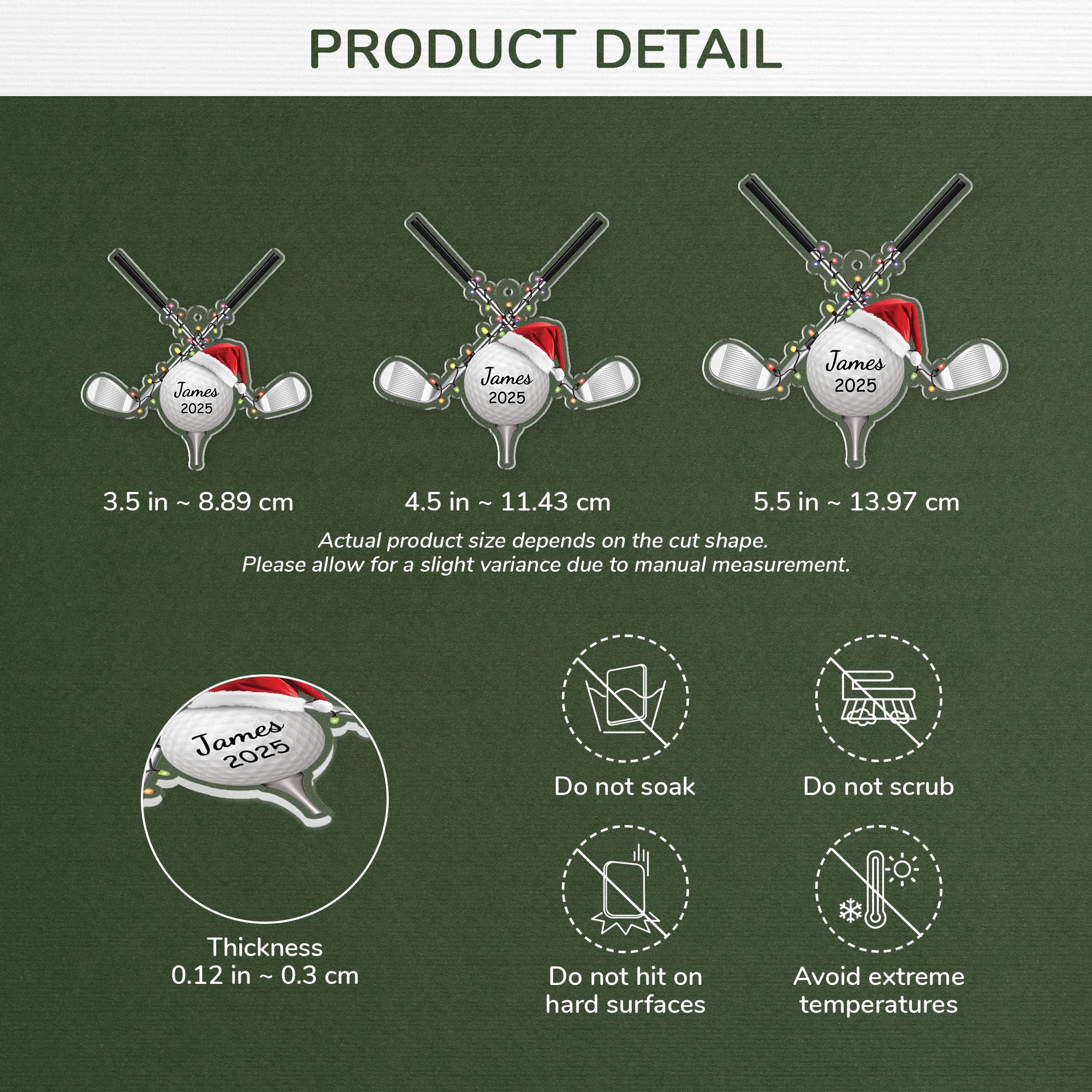 5688OUS3 3d printing effect personalized acrylic golf christmas ornament_ 5688OKVMB