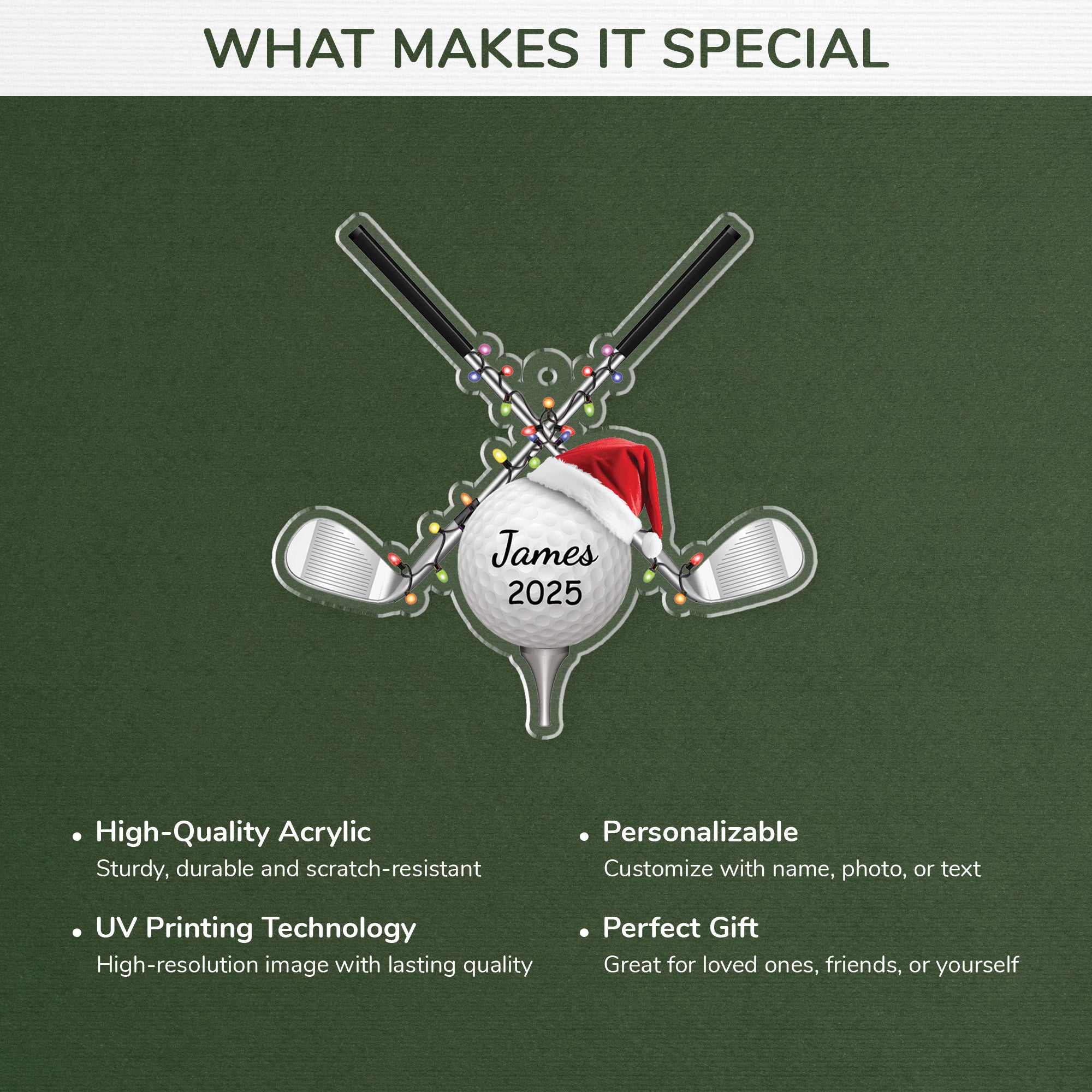 5688OUS4 3d printing effect personalized acrylic golf christmas ornament_ 5688OKVMB