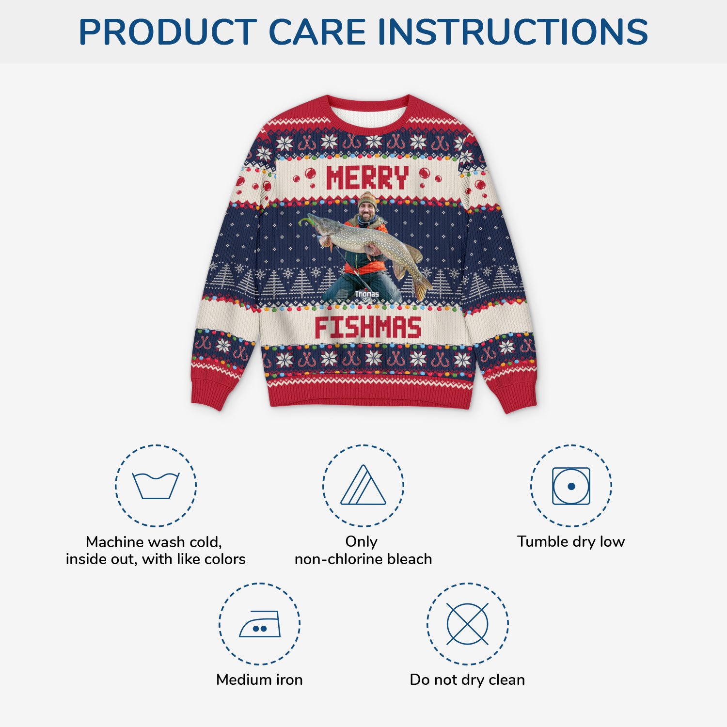 5689WUS4 custom gifts for fishing lovers_ ugly christmas sweater with photo 5689W8QZB