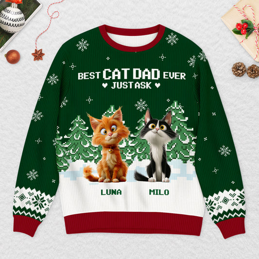 5693WUS2 personalized ugly christmas sweater cat best cat dad ever gifts 5693W8LND