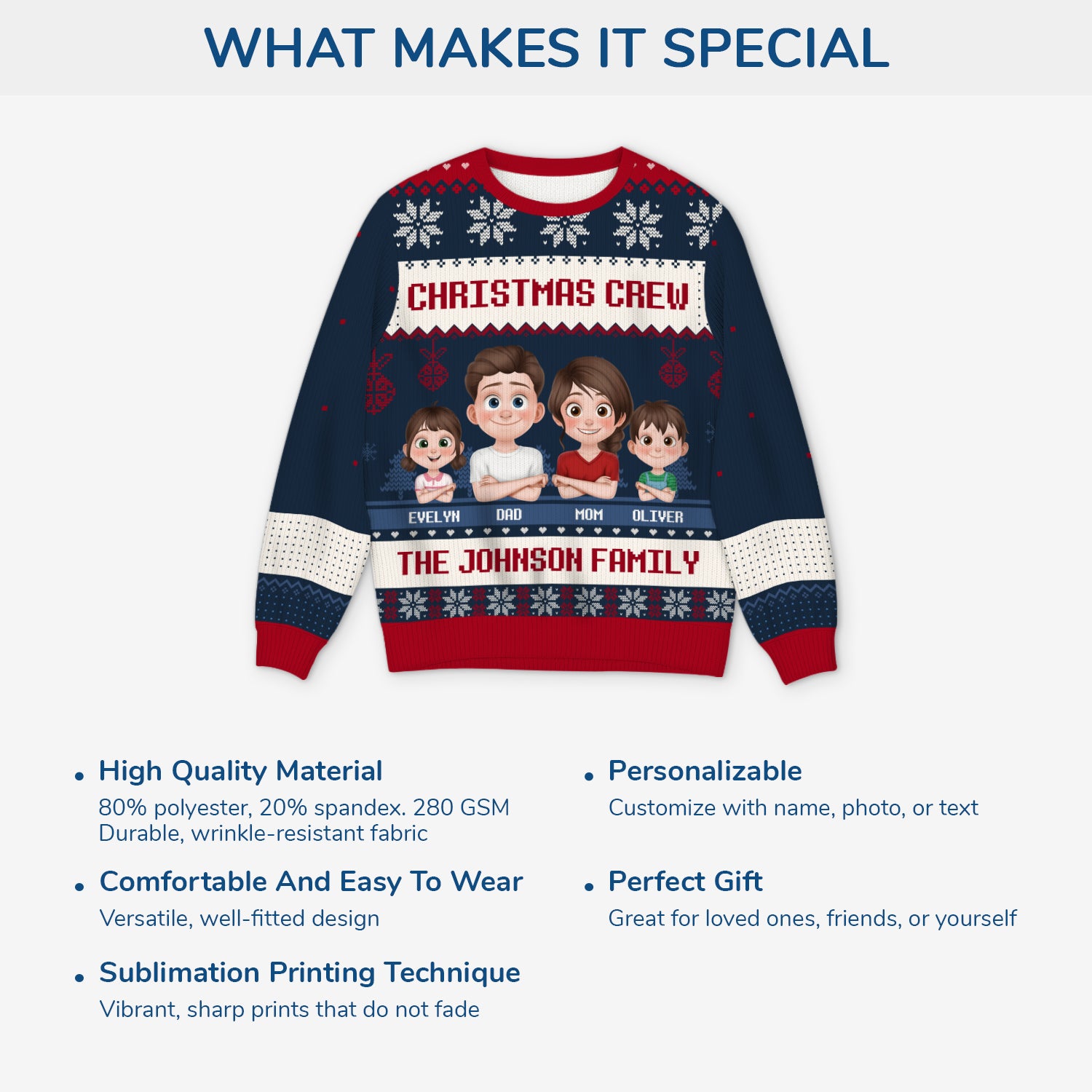 5695WUS5 personalized ugly christmas sweater matching sweaters for family 5695W8KAI