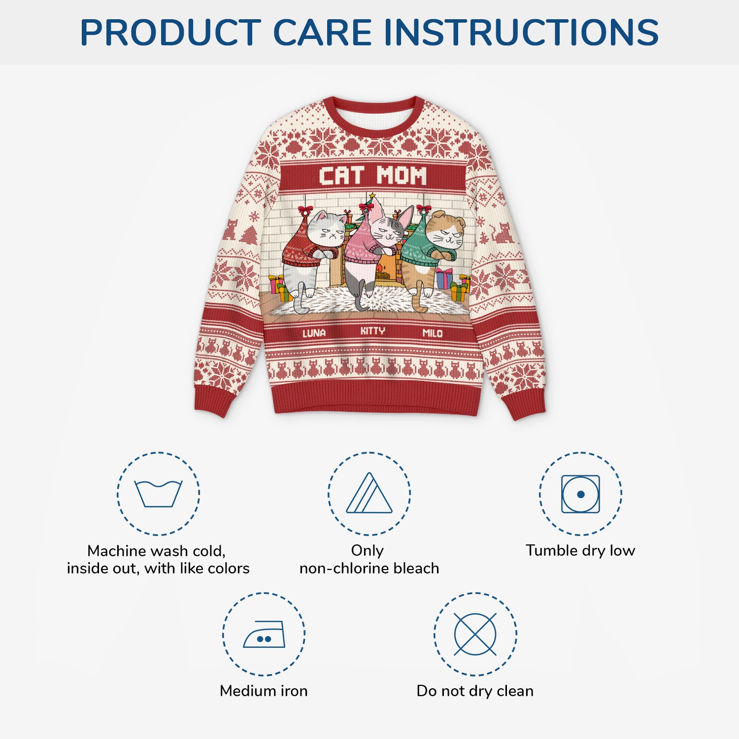 5702WUS4 personalized cat mom gifts cat ugly christmas sweater 5702WTMMD