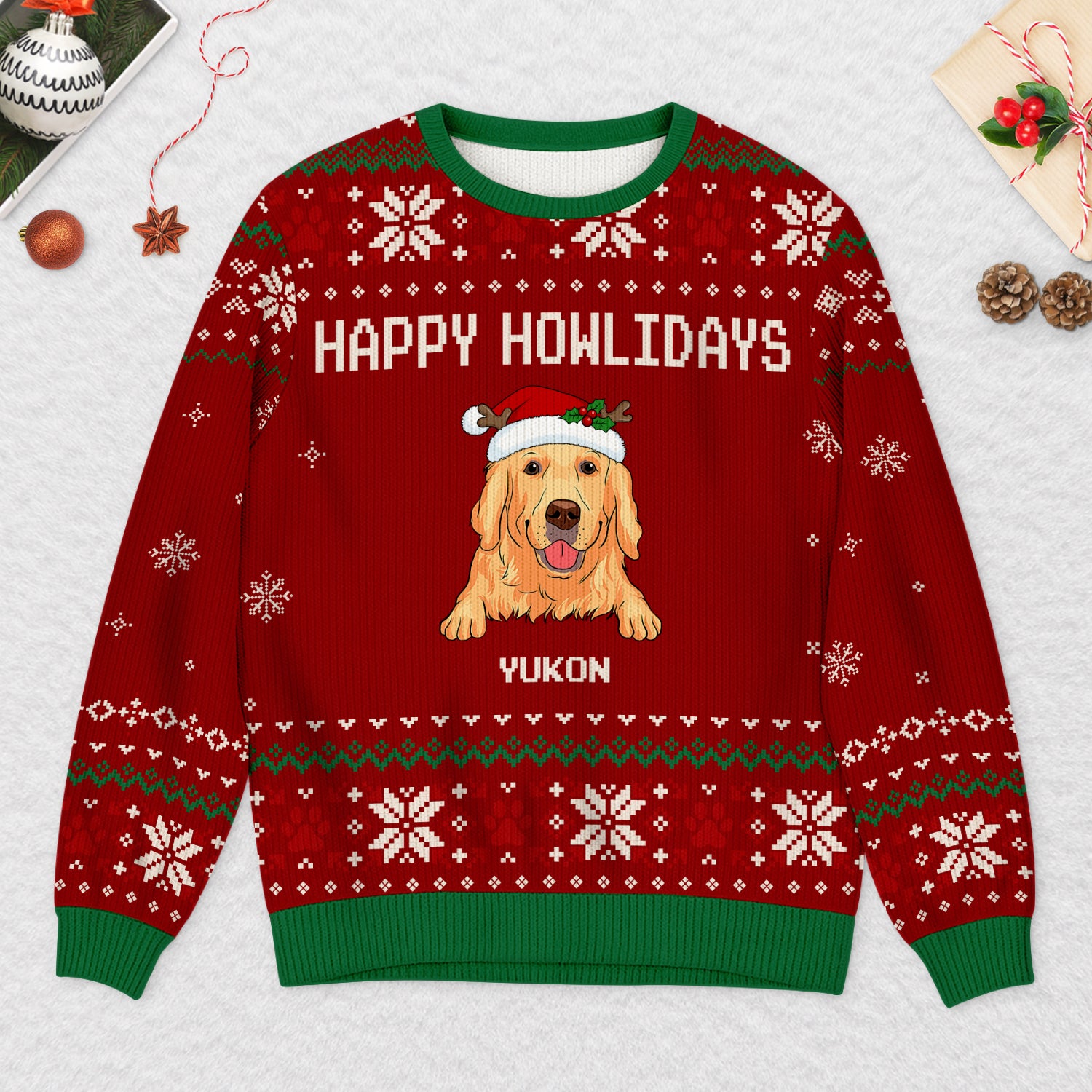 5704WUS2 personalized gifts for dog lovers ugly christmas sweater dog 5704WTYNC