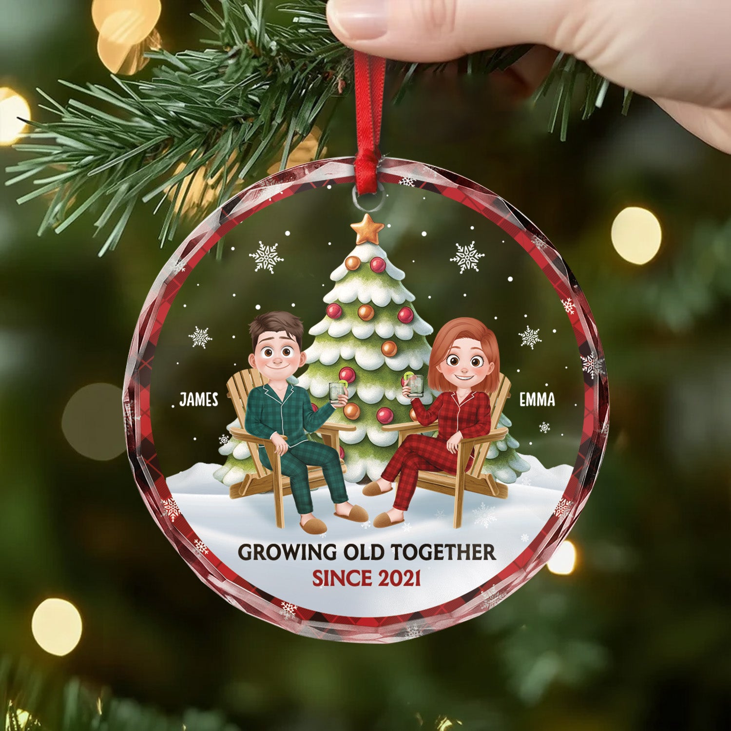 5705OUS2 personalized glass christmas ornament xmas gifts for couples 5705OKZTG