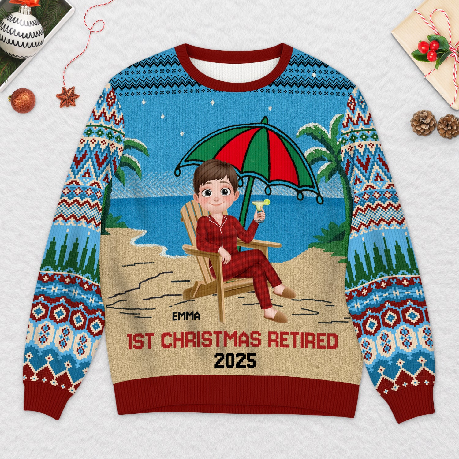 5707WUS2 personalized ugly christmas sweater funny retirement gifts 5707WKVZB