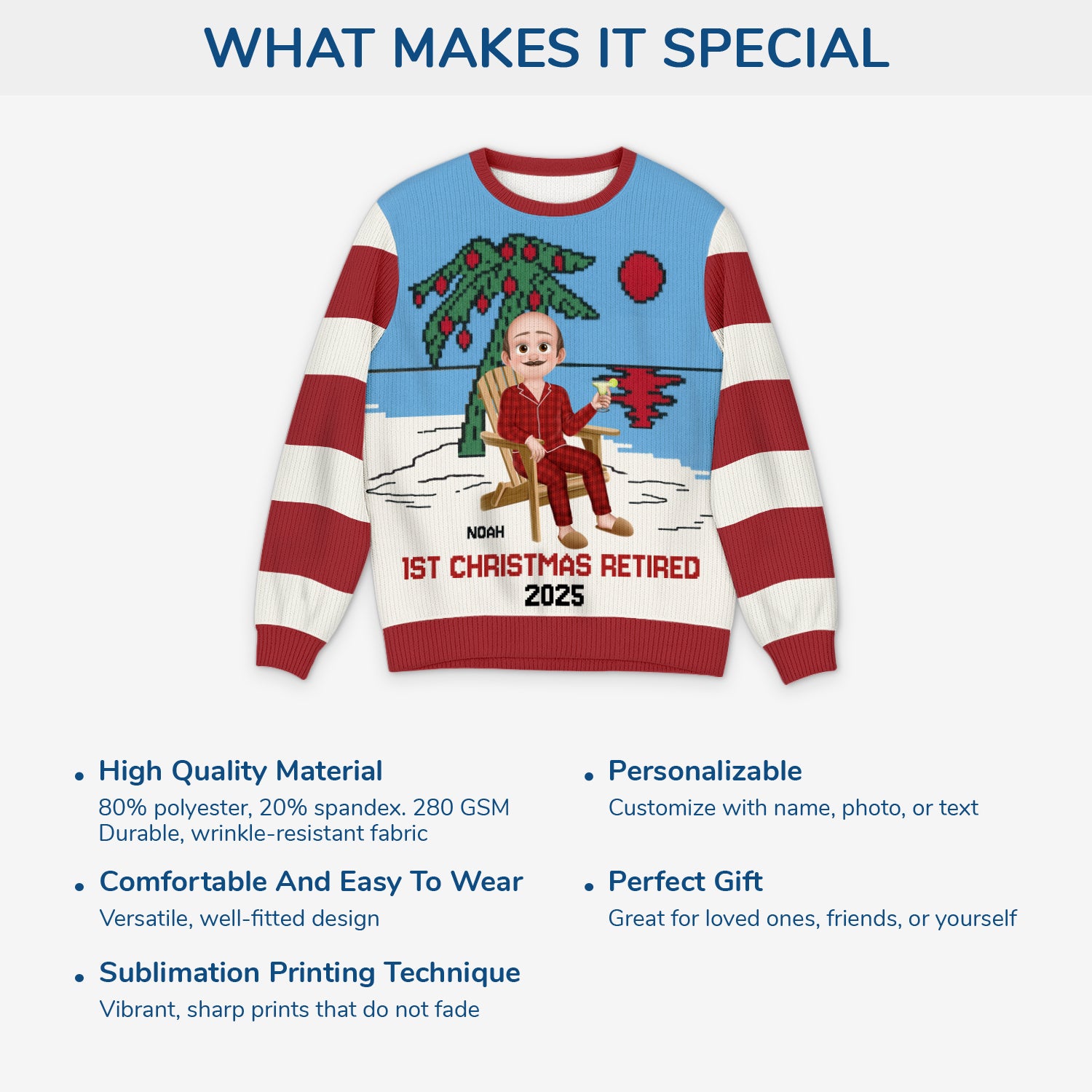 5707WUS5 personalized ugly christmas sweater funny retirement gifts 5707WKVZB