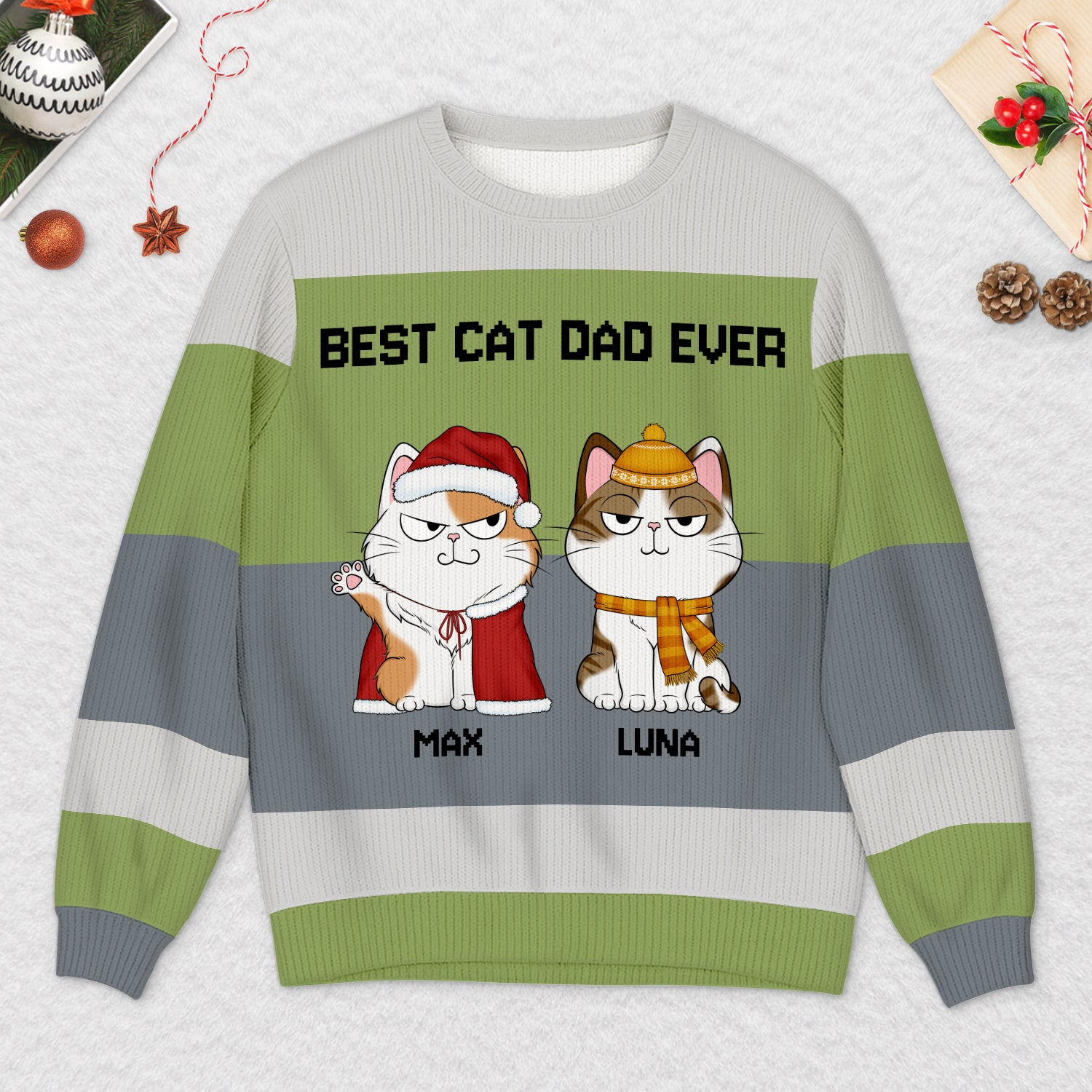 5711WUS2 personalized ugly christmas sweater best cat mom ever gifts 5711WTVCD