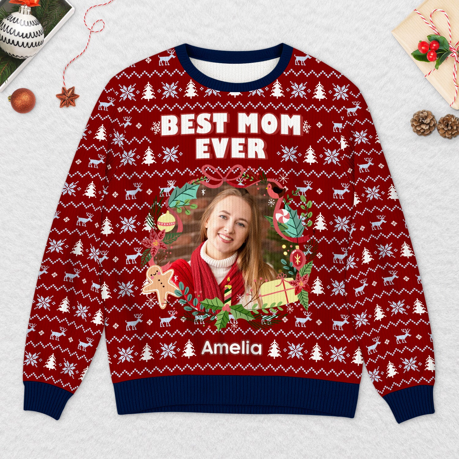 5713WUS2 personalized gifts for dad mum photo ugly christmas sweater 5713W6ZTB