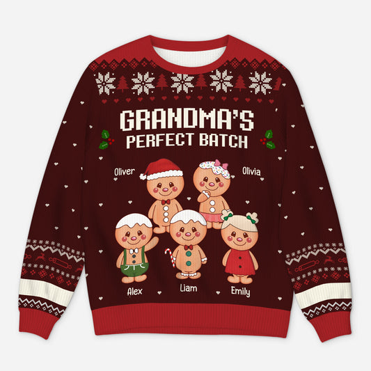 5718WUS1 custom grandma grandpa gifts gingerbread man ugly christmas sweater_ 5718W6UAB