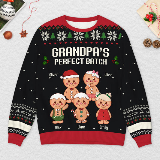5718WUS2 custom grandma grandpa gifts gingerbread man ugly christmas sweater_ 5718W6UAB