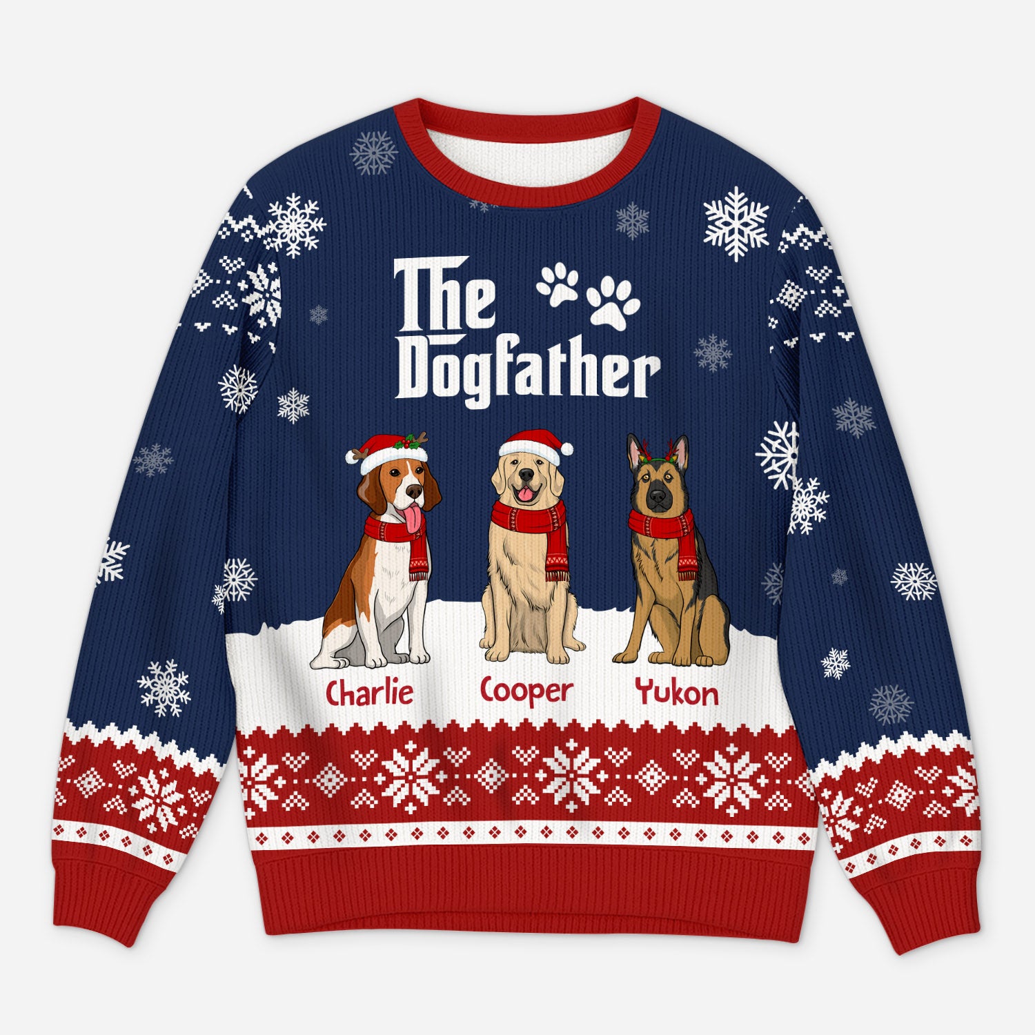 5719WUS1 custom gifts for dog lovers the dogfather ugly christmas sweater 5719W6TNC_79642ac3 2b41 4c99 b4da c3858a3f31dc