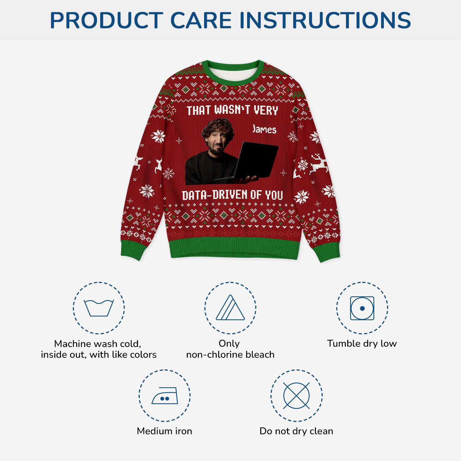 5728WUS4 custom photo ugly christmas sweater that wasnt very data driven of you 5728WKVNF