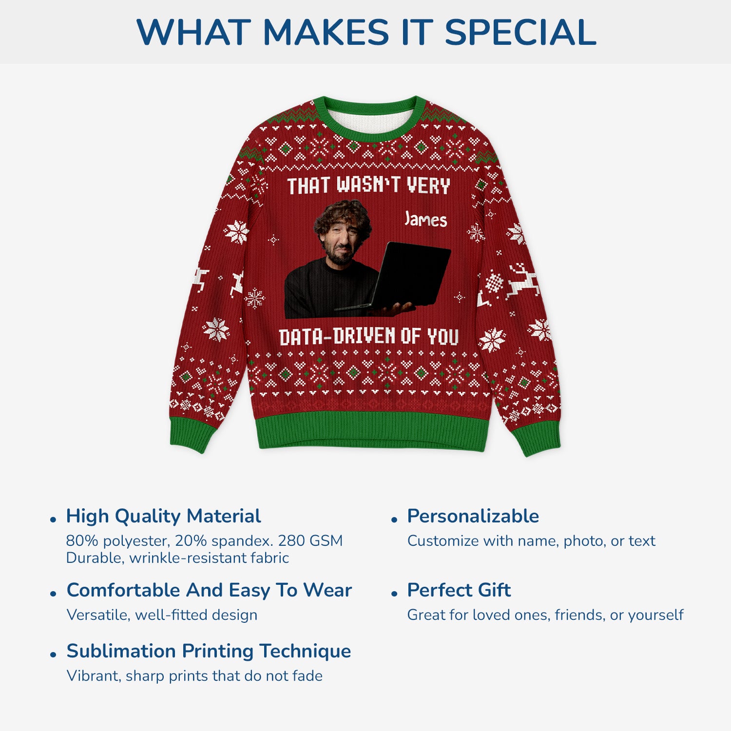 5728WUS5 custom photo ugly christmas sweater that wasnt very data driven of you 5728WKVNF