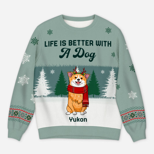 5729WUS1 custom dog ugly christmas sweater life is better with a dog 5729WTZCC