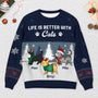 5729WUS2 custom cat ugly christmas sweater life is better with a cat 5729WTZCD