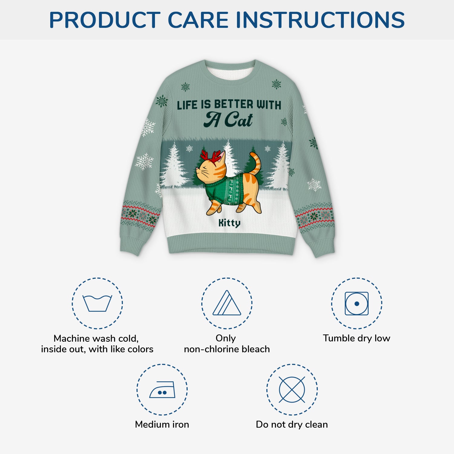 5729WUS4 custom cat ugly christmas sweater life is better with a cat 5729WTZCD