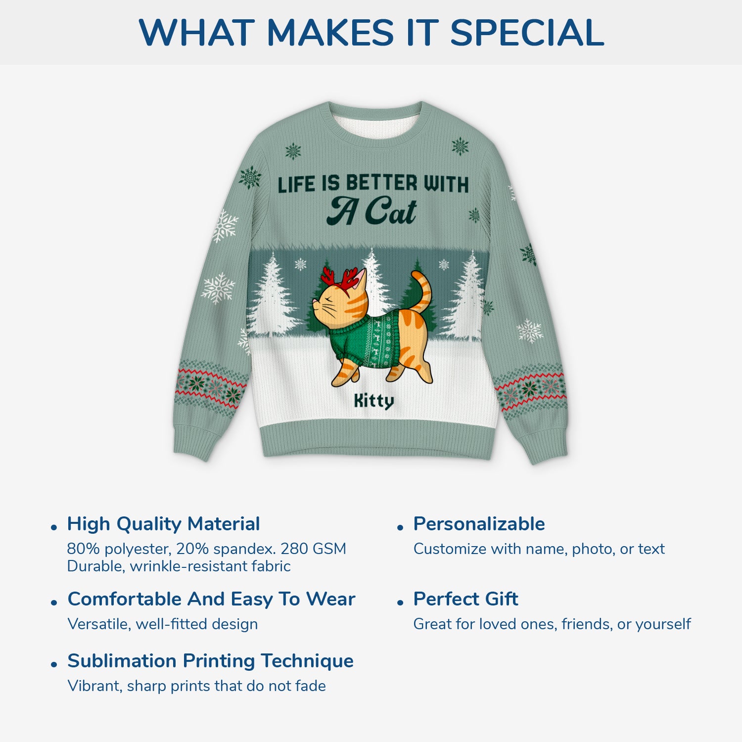 5729WUS5 custom cat ugly christmas sweater life is better with a cat 5729WTZCD