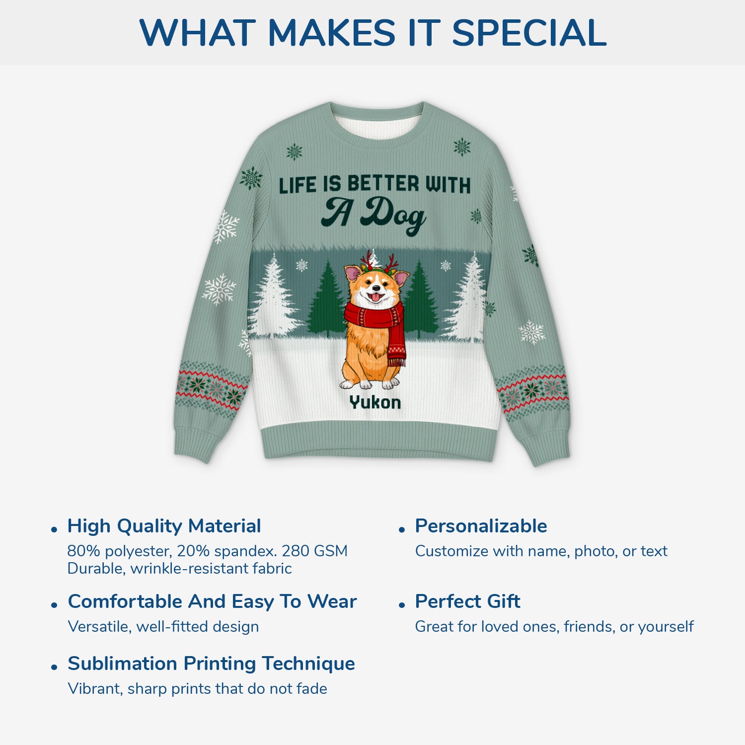 5729WUS5 custom dog ugly christmas sweater life is better with a dog 5729WTZCC