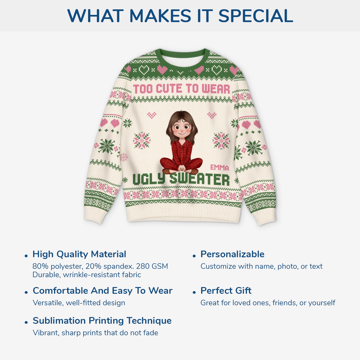 5730WUS5 custom christmas gifts for her too cute to wear an ugly sweater 5730W3ZMA