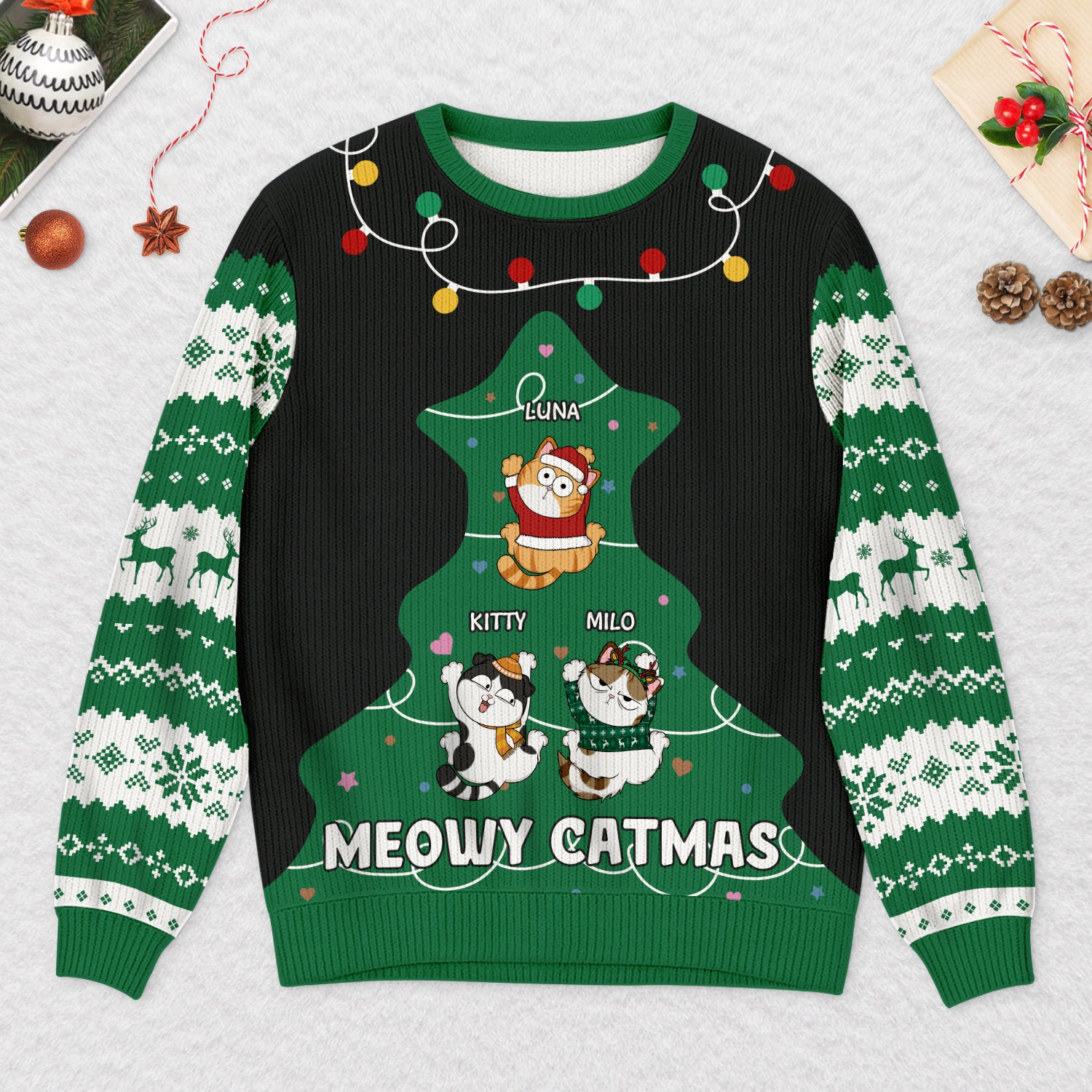 5732WUS2 custom ugly christmas sweater christmas gifts for cat lovers 5732WTTND