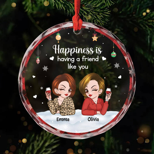 5734OUS1 custom glass xmas ornaments happiness is having a friend like you 5734O8ZCF